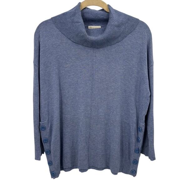Cynthia Rowley Cowl Neck Sweater Women's 2X Button Detail Knit Cottagecore Boho - Picture 1 of 11
